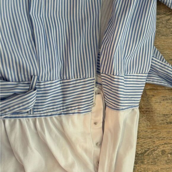 Veronica Beard Womens Addyson Dress Sz S Blue-Stripe Ruffle Faux Wrap Casual - Picture 6 of 6